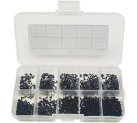 Juego de tornillos autorroscantes M1/M1.2/M1.4/M1.7, Phillips de acero al carbono, color negro, caja surtida para electrónica, gafas y juguetes