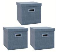 Juego de tres cajas de almacenamiento – organizadores apilables y plegables, de plástico, color azul, 30x30x29 cm
