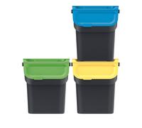 Juego de tres contenedores reciclaje 25L-20L con tapa, filtro y asa apilable