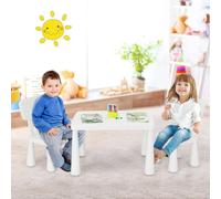 Juego de tres piezas para niños, que incluye un sofá, una mesa y dos sillas, fabricado en plástico blanco