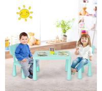Juego de tres piezas para niños, que incluye un sofá, una mesa y dos sillas. Muebles infantiles de plástico, color verde
