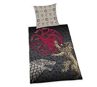 Juego de Tronos Ropa de Cama, Funda de Almohada de 80 x 80 cm, Funda nórdica de 135 x 200 cm, con Cremallera de Marca Suave, 100% algodón Reforzado
