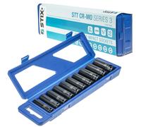 STIX Juego de 10 llaves de impacto de 1/2" con inserto protector CR-MO para llaves de impacto - Juego de llaves de impacto de fuerza 13-26 mm, llave de impacto para tuercas de rueda, inserto de llave