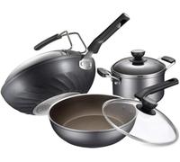Juego de utensilios de cocina 3 Uds. Sartén antiadherente de acero inoxidable olla sin recubrimiento olla para sopa olla de leche ollas y sartenes conjunto