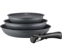 Juego de utensilios de cocina ARTHUR MARTIN AM521GM, de 3 piezas – Gris mate, con diámetros de 20, 24 y 28 cm + 1 mango desmontable – Apto para todo tipo de cocinas, incluyendo inducción