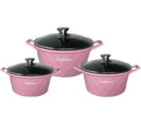 Juego de utensilios de cocina Cheffinger - Línea Diamond - 6 piezas - 20, 24 y 28 cm - Rosa