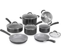 Juego de utensilios de cocina Cuisinart 54C11BKEU, de 11 piezas, con revestimiento antiadherente de cerámica, apto para todos los tipos de cocinas, incluyendo inducción, y apto para horno hasta 200°C