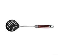 Juego de utensilios de cocina de silicona con mango de madera, 4 piezas, espátula, cucharón resistente al calor, antiadherente, revestimiento de acero inoxidable 304, color negro (Skimmer Ladle)