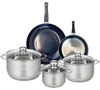 Juego de utensilios de cocina ELO 9727250, de 5 piezas, que incluye 2 sartenes de 20 y 28 cm y 3 ollas de 16, 20 y 24 cm, línea Elo Prima, acabado brillante, acero inoxidable, apto para inducción