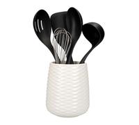 Juego de Utensilios de Cocina KitchenAid con Bote Incluido: Cuchara, Espátula, Cucharón, Batidor y Ranurada, en Nailon Duradero