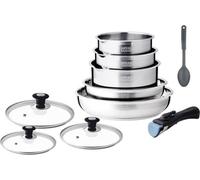 Juego de utensilios de cocina para inducción – Arthur Martin – AM4485 – Acero inoxidable – 10 piezas – Mango desmontable – Apto para todo tipo de cocinas, incluyendo inducción