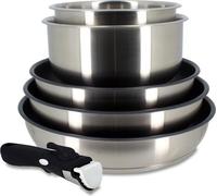 Juego de utensilios de cocina para inducción – MENASTYL – 7930018 – Acero inoxidable – 6 piezas – Mango desmontable – Gris