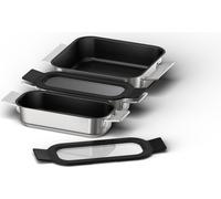 Juego de utensilios de cocina para inducción Z9403FF0 (acero inoxidable/negro, 1 sartén mediana, 2 sartenes pequeñas con tapa de vidrio)