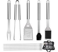 Juego de utensilios para barbacoa de 10 piezas, acero inoxidable, accesorios profesionales para parrilla, regalo para hombres, incluye espátula, tenedor, pinzas y funda de transporte