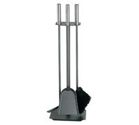 Juego de utensilios para chimenea (3 pzs., Con asas de acero inoxidable, Antracita, Altura: 62 cm)