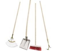 Juego de útiles jardinería y paisajismo FLORA, pala de aluminio, escoba para calle, escoba para hojarasca, limpiador de bordillos