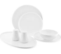 Juego de vajilla blanco de 27 piezas, servicio para 6 personas, fabricado en porcelana