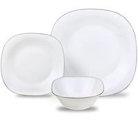 Juego de vajilla de 18 piezas con adornos dorados blancos para 6 personas Kinghoff (Topaz)