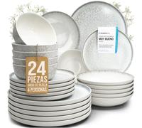 Juego de Vajilla de Steingut Ibiza para 6 Personas - 24 Piezas, Set de Vajilla para Lavavajillas y Microondas - Moderno Juego de Platos - Servicio de Pure Living en beige claro