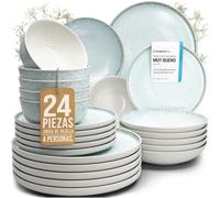 Juego de Vajilla de Steingut Ibiza para 6 Personas - 24 Piezas, Set de Vajilla para Lavavajillas y Microondas - Moderno Juego de Platos - Servicio de Pure Living en beige claro