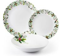 Juego de vajilla Excelsa, 18 piezas, diseño "Christmas Holly", porcelana verde