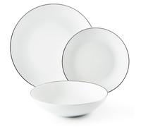 Juego de vajilla Excelsa, 18 piezas, porcelana blanca y plateada