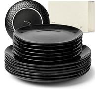 Juego de vajilla para 6 personas [resistente a arañazos y apto para lavavajillas]: 6 platos de 27 cm + 6 platos de 22 cm