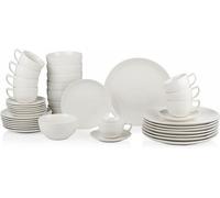 Juego de vajilla Silecomplaza para 8 personas - 40 piezas de loza - Set de platos que incluye platos principales, cuencos y tazas de café - Vajilla para camping - Apto para microondas y lavavajillas -