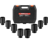 Juego de vasos de impacto para tuercas de eje, transmisión de 1/2", profundos, de 12 puntos, 8 piezas, sistema métrico