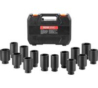 Juego de vasos de impacto para tuercas de eje, transmisión de 1/2", tipo profundo, con 6 y 12 puntos, 14 piezas, sistema métrico