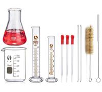 Juego de vasos de vidrio, 11 piezas, 50 ml, fabricados en vidrio de borosilicato, accesorios de laboratorio