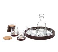 Juego de vasos de whisky THE PEAKS, jarra de whisky, posavasos y bandeja, 14 piezas, Liiton
