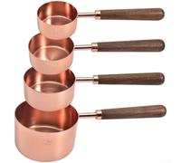 Juego de vasos medidores de acero inoxidable con mango de madera, precisión para escala 1,25 - 250 ml, para hornear y resina, dosificador inoxidable, 4 piezas, color rosa