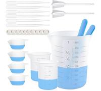 Juego de Vasos Medidores de Silicona 450 ml y 100 ml, Vaso Mezclador, Vaso de Color, Varillas y Paletas Mezcladoras, Pipetas, Dedos para Resina Epoxi, Moldes, Kit de Bricolaje Reutilizable