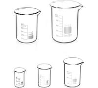 Juego de vasos medidores de vidrio – 5 piezas – 5 ml, 10 ml, 25 ml, 50 ml, 100 ml – Para laboratorio y cocina