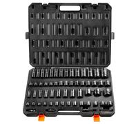 Juego de vasos para llave de impacto VEVOR de 3/8 y 1/2 pulgadas, juego de 59 piezas con vasos SAE de 5/16 a 1-1/4 pulgadas y métricos de 6 a 32 mm, fabricado en acero de aleación Cr-Mo para reparació