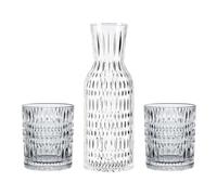 Juego de vasos y jarra de agua ETHNO, juego de 3 piezas, claro, vidrio, Nachtmann