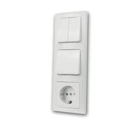 Juego DELPHI''Puerta triple'', 4 piezas, blanco, combinación de enchufe con interruptor de luz, interruptor doble, interruptor conmutador