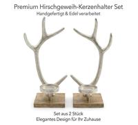 Juego exclusivo de dos candelabros con forma de asta de ciervo, hechos de aluminio y madera (40 cm) – Un elegante par decorativo