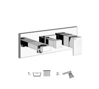 Juego Gessi listo para instalar para mezclador monomando TUB con desviador de 2 vías y codo de conexión directa a la pared con soporte, Para complementar con manguera de ducha y una ducha de mano, 1 s