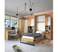 Juego Juvenil 6 Piezas Cama Abatible Roble Artisan Blanco-Gris Mate 76485059