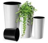Juego KADAX que consta de 3 macetas + un inserto, soporte para flores blanco, alto, para jardín, 57 cm