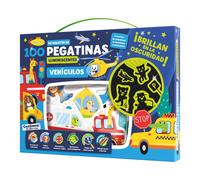 Juego Mi Maletin de 100 Pegatinas Troqueladas Luminiscentes "Vehículos"