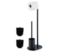 Juego moderno de accesorios para baño que incluye un portarrollos y un soporte para cepillo de inodoro