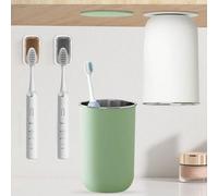 Juego moderno de porta cepillos de dientes de Unyqoos®, fabricado en acero inoxidable 304, con vasos magnéticos de 350 ml, base ventilada y diseño independiente