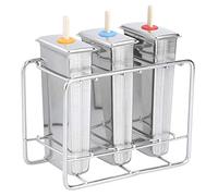 Juego moldes para paletas caseras, Molde de acero inoxidable para helados con tapa palitos y kit de cepillos limpieza molde reutilizable para preparar paletas heladas casa (Plato Plano)