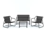 Juego Muebles De Jardín 4 Pzas Y Cojines Acero Gris Antracita Vidaxl