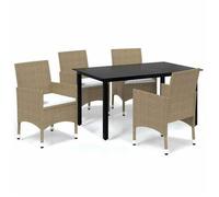 Juego Muebles Jardín 5 Pzas Con Cojines Ratán Sintético Beige Vidaxl
