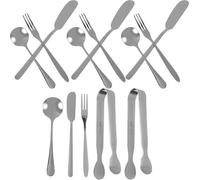 Juego para Servir Queso de Acero Inoxidable Plata | Cuchara, Tenedor Pequeño, Pinza Mini, Espátula y Tenazas, para Buffet y Fiesta