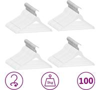 Juego perchas ropa 100 uds antideslizantes madera dura blanco